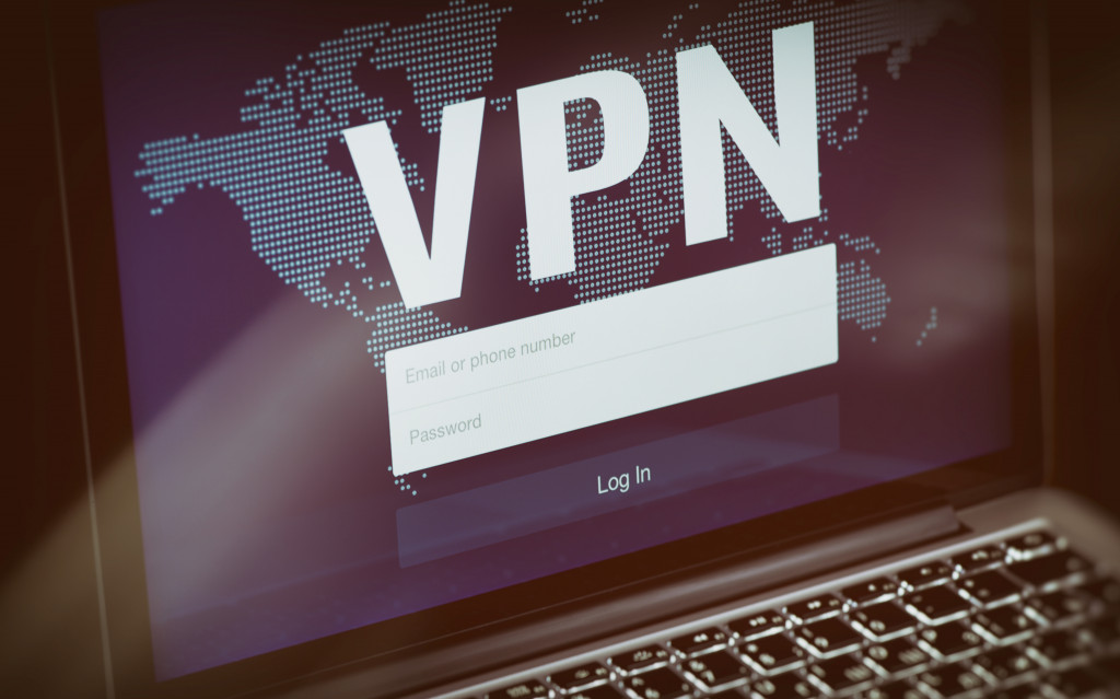 The log-in page of VPN in a laptop screen