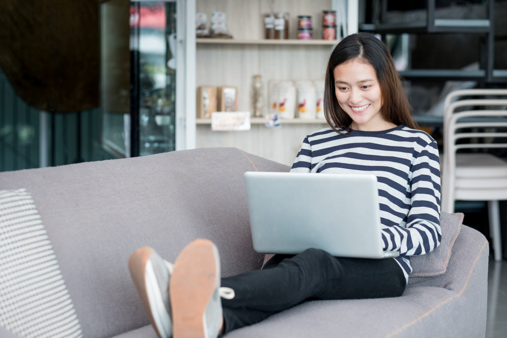 woman typing