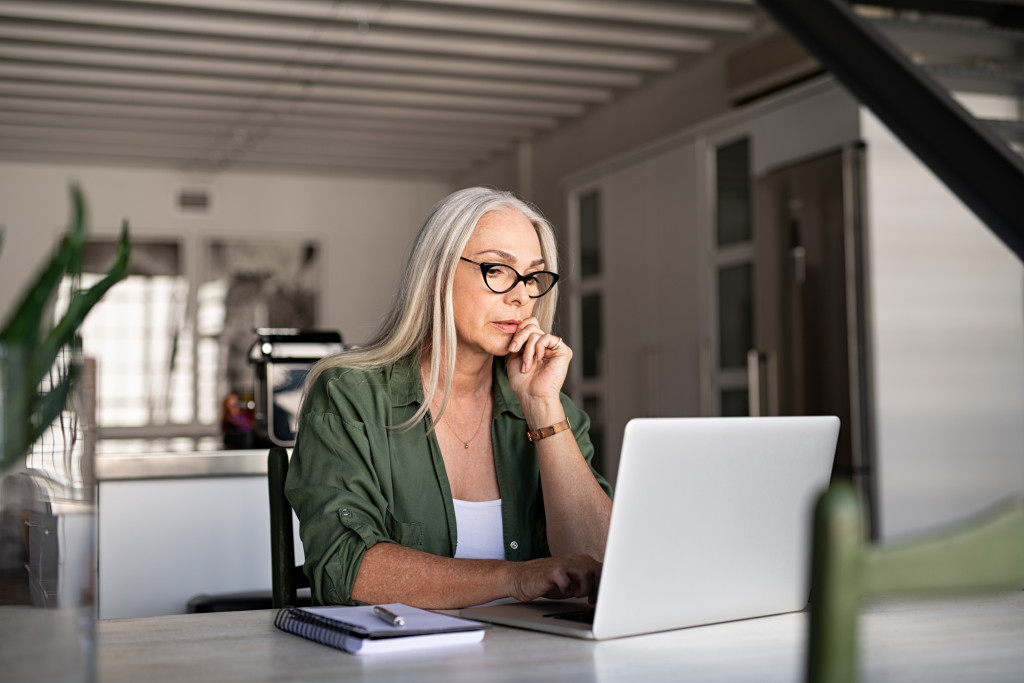 woman working remotely