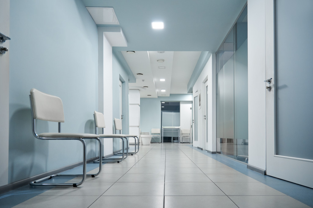 A clean hallway of a medical clinic